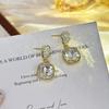 Square Zircon Crystal Rhinestone Drop Earring Punk European and American Exaggerated Metal Geometric Brincos Wedding Jewelry