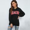 Autumn and Winter New European and American Women's Clothing Hooded Letter-printed Sweater Casual Pullover Hoodie
