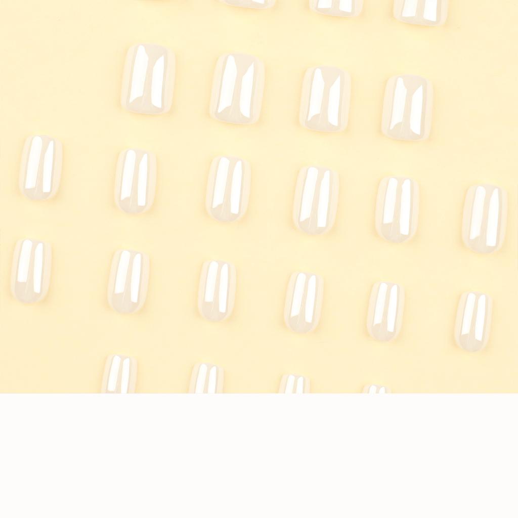 24 Pieces Wear Nail Pads Moonlight White Solid Color Nail Art Removable Fake Nail Short Nail Patch