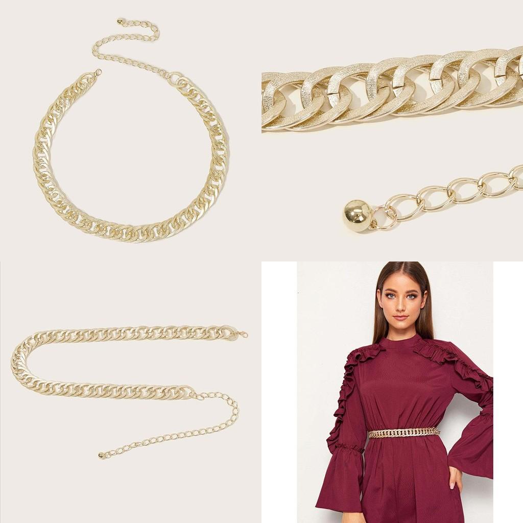 Spring Fashion Waist Jewelry For Women With Geometric Metal Links Suitable For Daily Wear