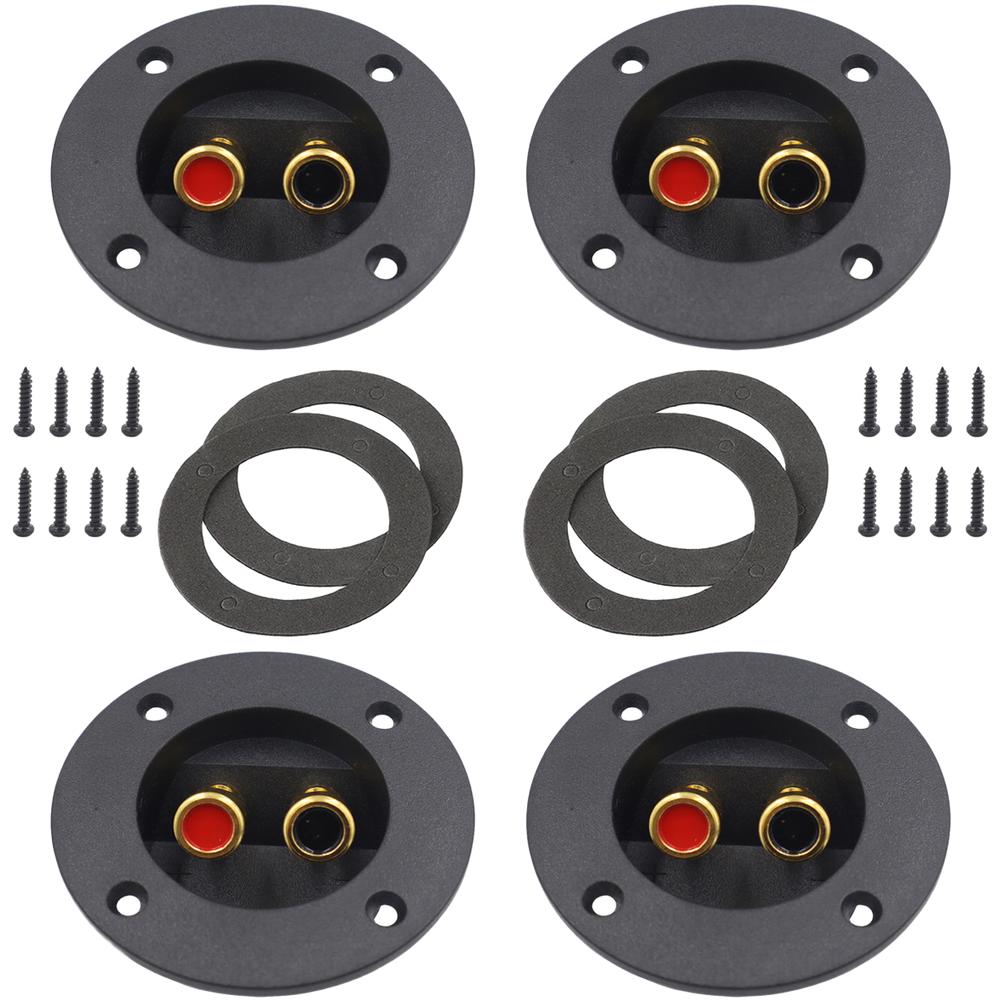 2 and 4 PCS Car Audio Speaker Terminal Cup Push Type Connector Box Gold Plated Zinc Alloy Terminals for Audio System Wiring