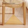 Rubberwood Home Stool  Breathable Rattan Dining Chair  Natural Wood Dining Stool Stackable Mid-Century Living Room Chair
