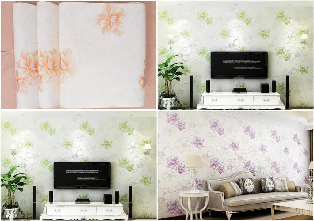 Euro Style Floral Wall Paper With Embossed Silk Fabric For Bedroom Decor