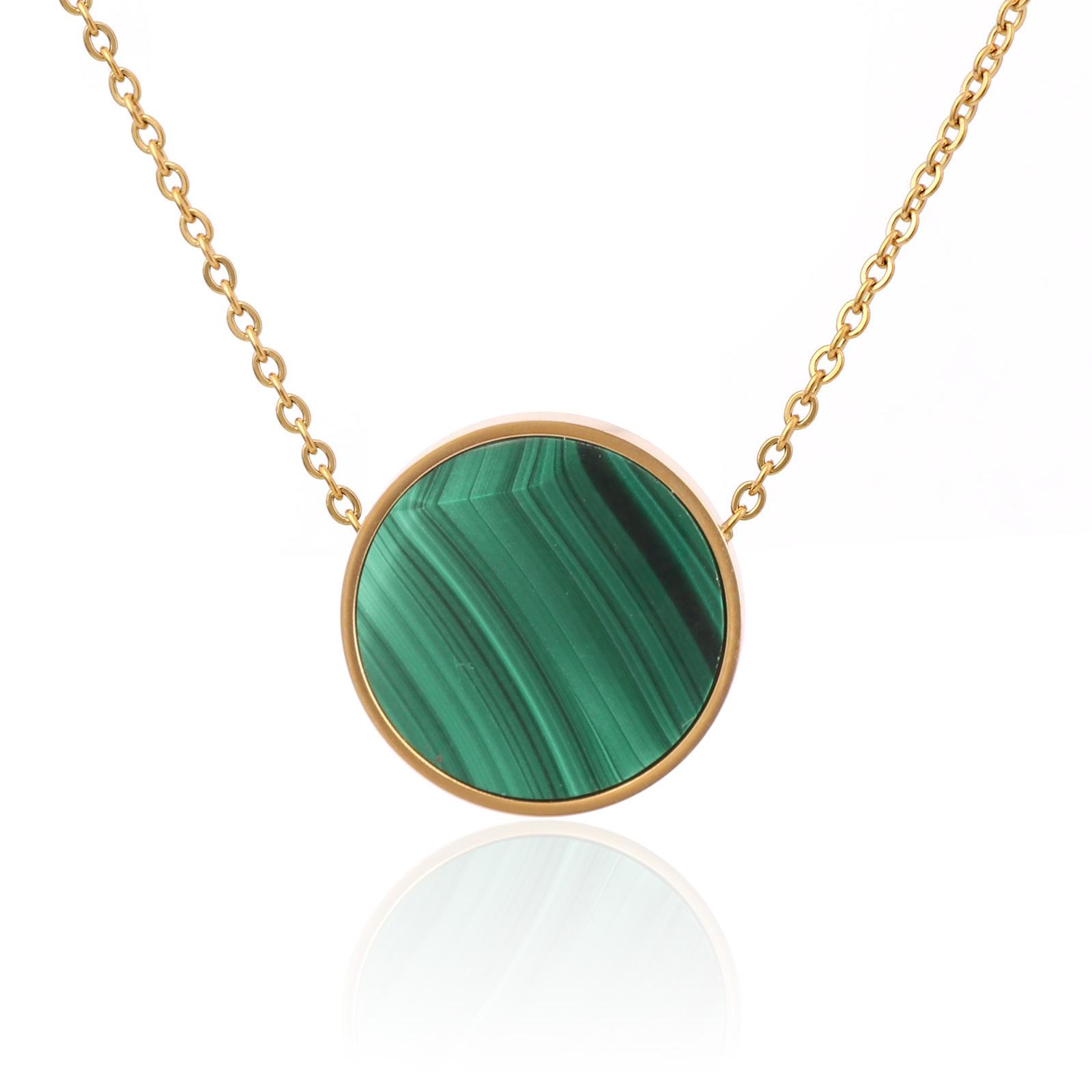 

Комплект ювелирных изделий, ожерелье из малахита, простые круглые серьги из натурального камня для женщин, летнее высококачественное невыцветающее кольцо