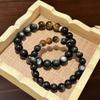 2026 New Obsidian Tiger Eye Stone Bead Bracelet Good Luck Crystal Transfer Bead Senior Couple Handstring Commemorative Token