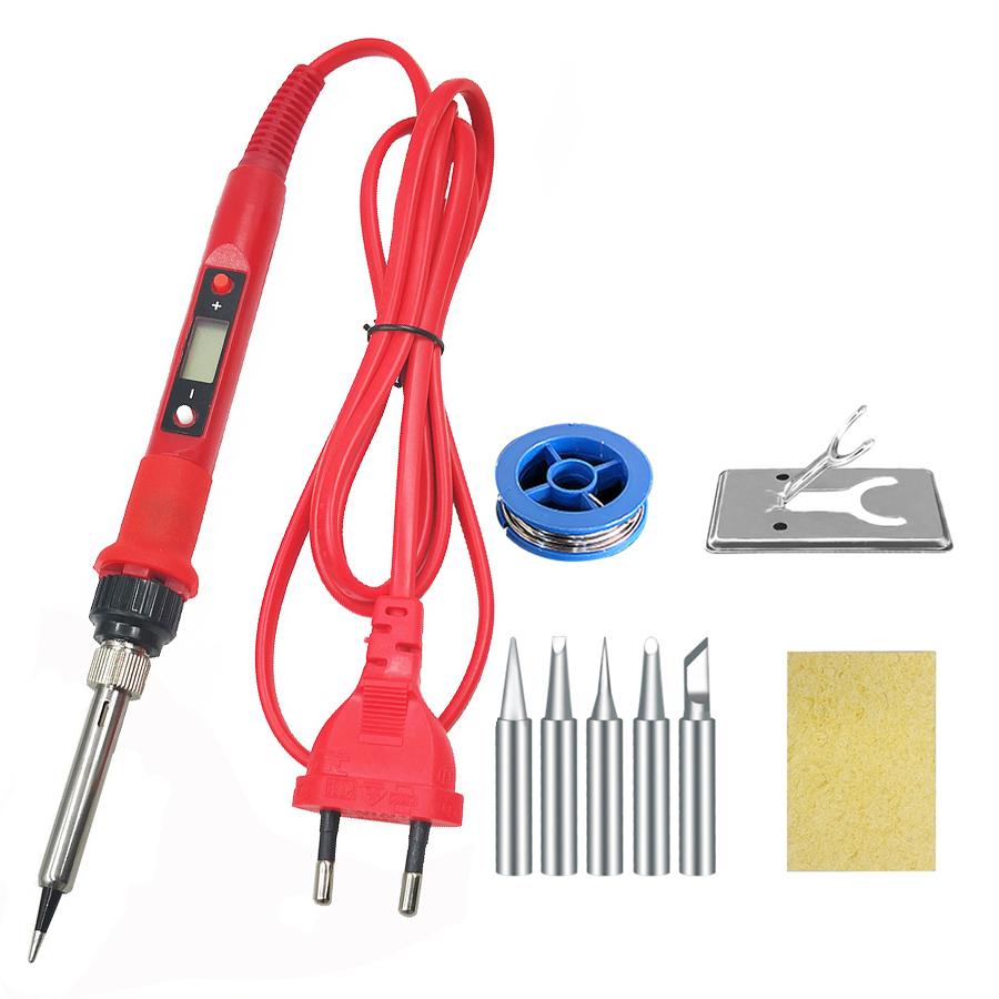 

80 Вт цифровой электрический паяльник набор набор регулируемая температура 220 В 110 В керамический нагреватель паяльные наконечники сварочный инструмент набор 220V EU plug
