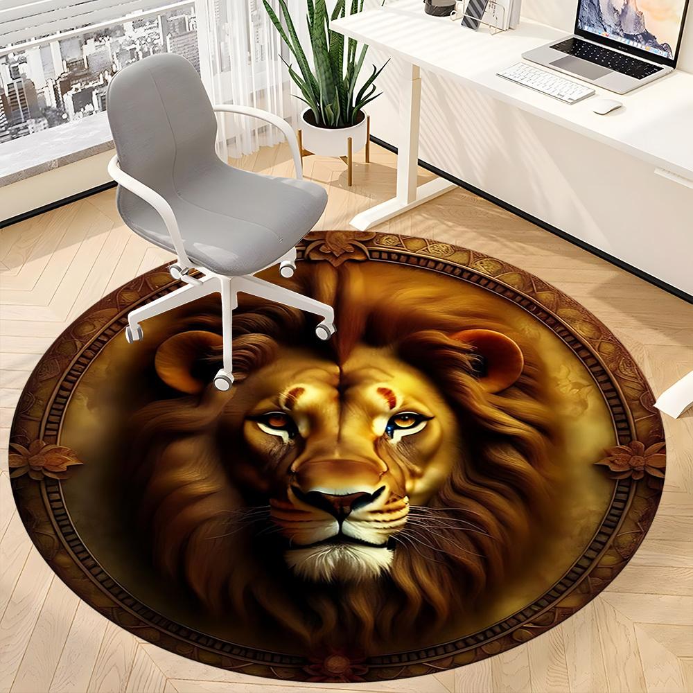 1pc Lion Head Ornament Chair Carpet for Office, Soft Comfortable Mat For Office, Living Room, Bedroom, Machine Washable Carpet Yy251112138