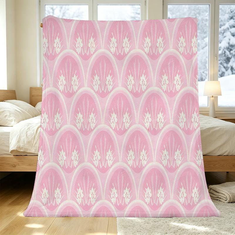 Hemmed Flannel Fleece Blanket - Minimalist Floral Design, Soft & Skin-friendly, Cozy & Warm Throw for Home, Halloween & Christmas Gifts