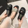 Papuci cu fundă pentru femei, îmbrăcăminte de exterior 2025, modă nouă de vară, versatili, cu talpă groasă tip brioșă, care înalță, sandale de damă
