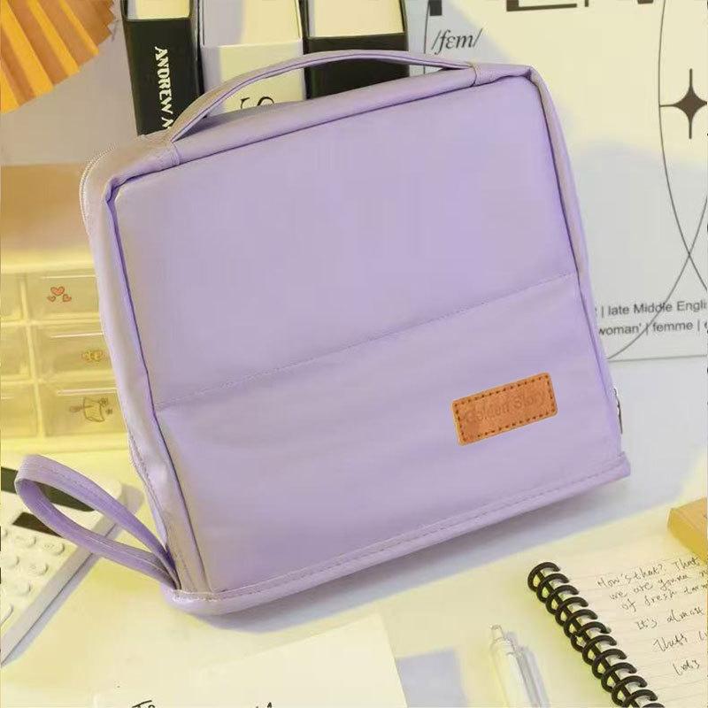Extra Large Capacity Cosmetic Bag Multi-Compartment Multi-Layer Pen Bag High Aesthetic Solid Color Storage Bag Cosmetics