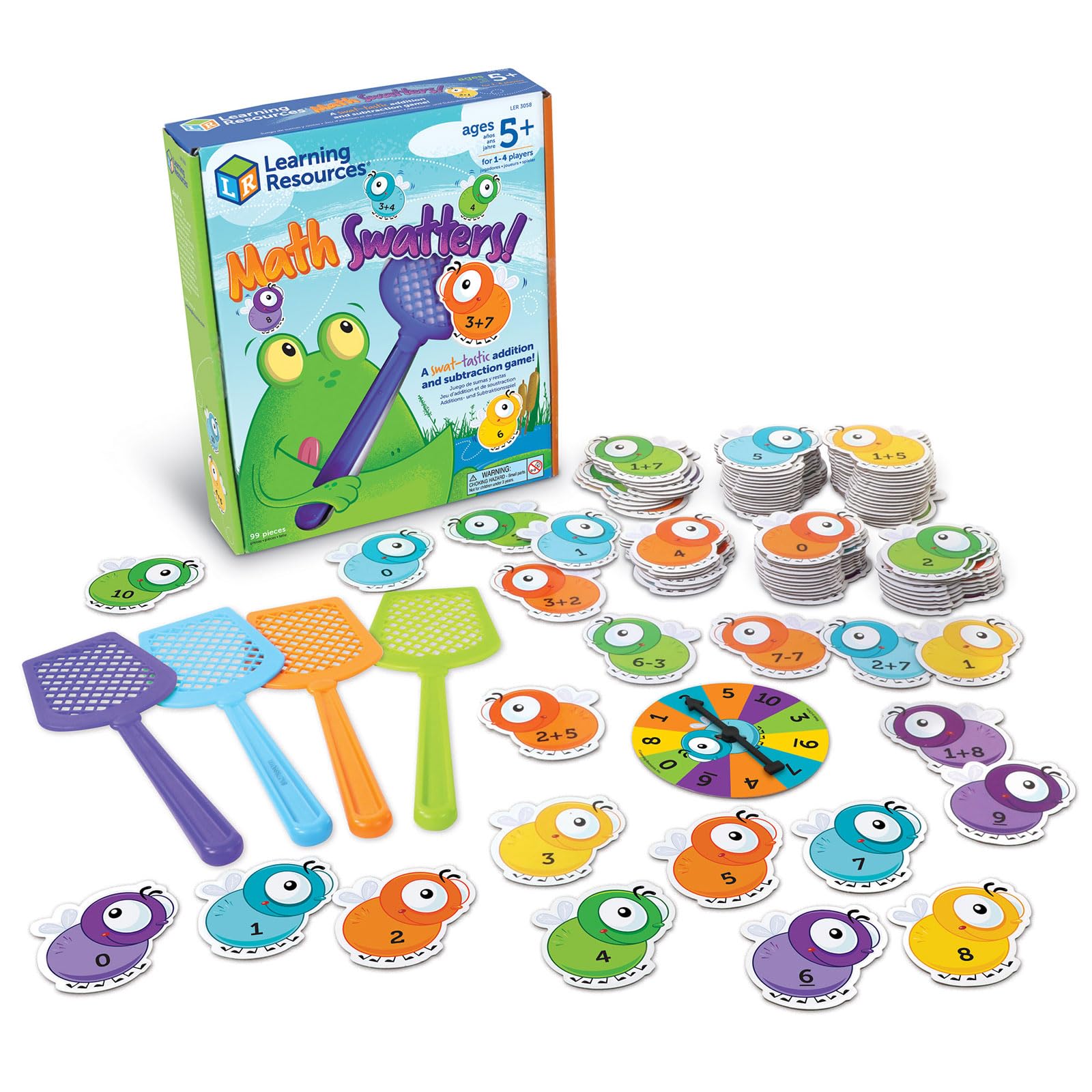 Learning Resources Math Game: Fly Swatter Addition & Subtraction Game for Ages 5 and Up (LER3058) - Authentic Product