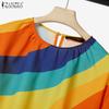 ZANZEA Women 3/4 Sleeve Print Blouse and Shorts Summer Two Piece Suit Sets