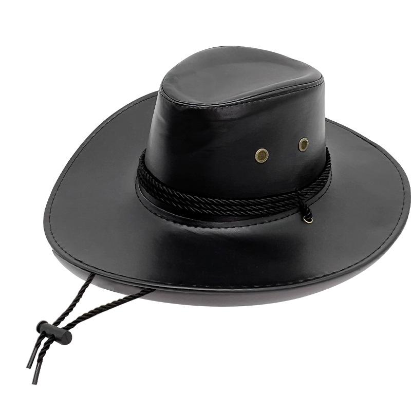 

Западная ковбойская шляпа из искусственной кожи - Унисекс, с широкими полями, джазовая, солнцезащитная, для путешествий на открытом воздухе M (56-58cm)