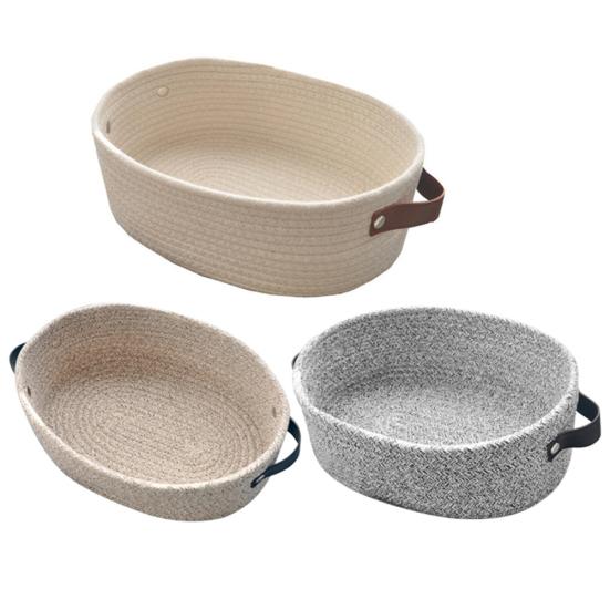 Καλάθι Αποθήκευσης Επιτραπέζιου Βαμβακερό Πλεκτό Παιχνιδιών Καλλυντικών Διάφορα Δοχείο Οργανωτής