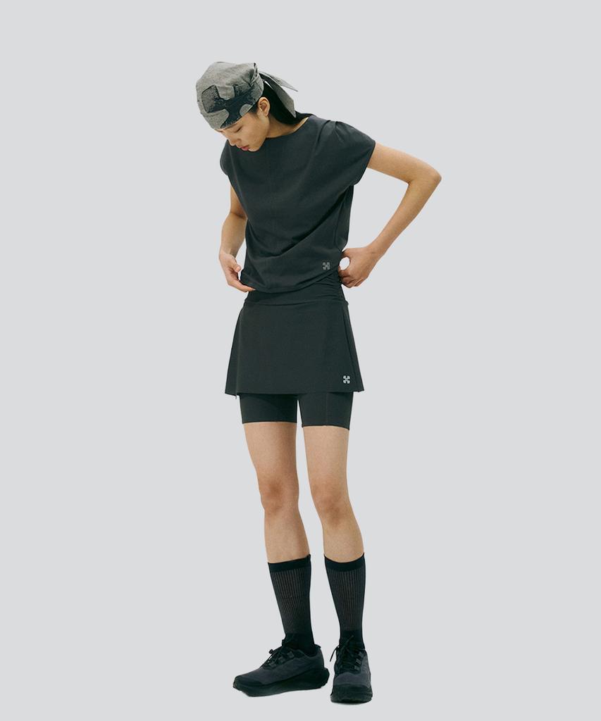 KALEG Transitional Pintuck Crewneck T-Shirt For Women (Dark Grey)