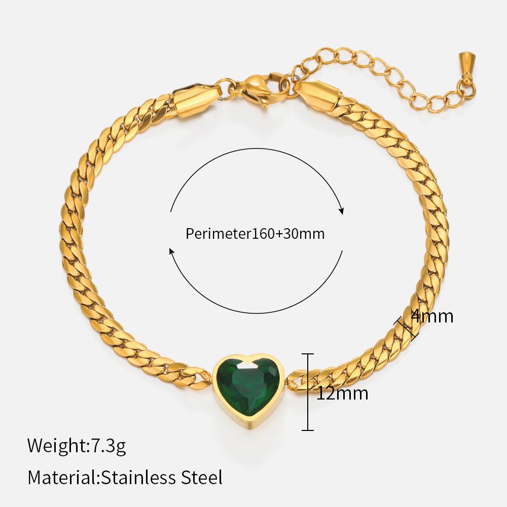Fashion Temperament Love Stainless Steel Bracelet Necklace Set Internet Celebrity Popular Diamond-encrusted Peach Heart Jewelry Ladies Tide