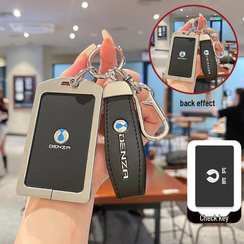 Denza D9 Key Fob Holder: NFC-Enabled Metal & Leather Card Holder for EV, Unisex with Buckle