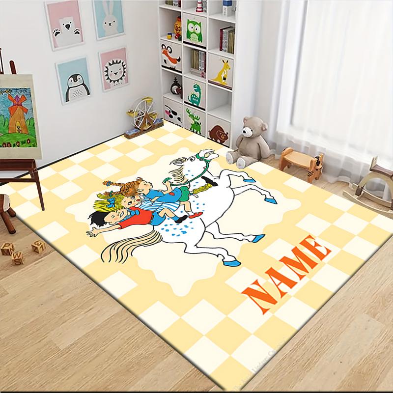 Custom Name Pippi Adventures Carpet Rug Customizable Soft Washable Anti-Slip Home Living Room Sofa Mats Personalized Rug. 0909321