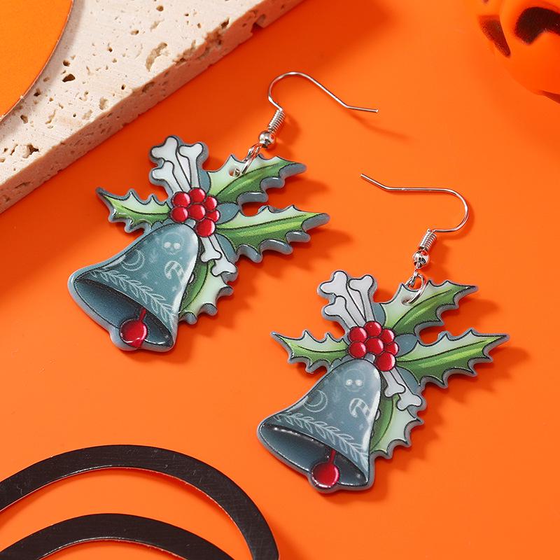 Festive Halloween/Christmas Earrings: Double-Sided Dinosaur, Cane, Bell, Monster & Demon Designs