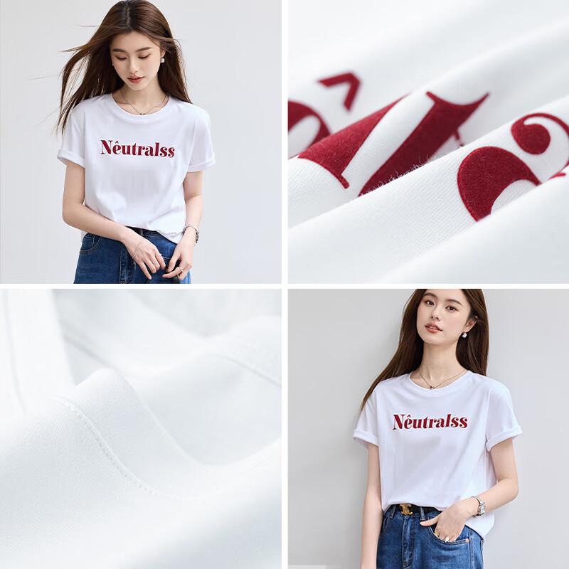 VICTORIA&VERA Women's Breathable Cotton Letter Print T-Shirt V9012T07
