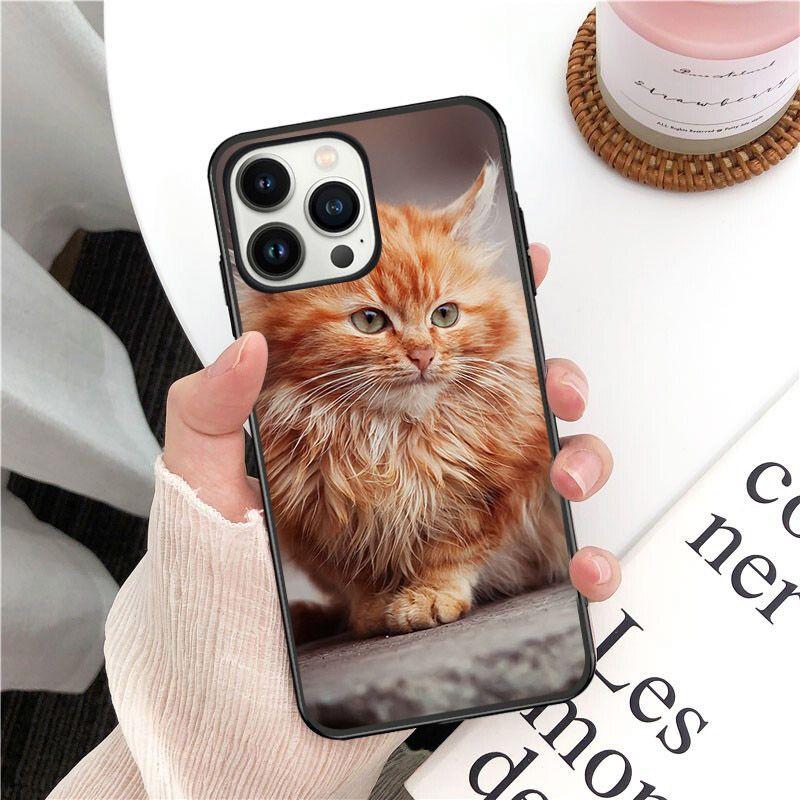 Soft Funda Pet Maine Coon Cat Phone Cover For Iphone 14pro 11pro 12 13pro Max 5s 6s Xs 7 8plus SE Xr 12mini Coque Cases