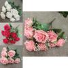 Silk Rose Realistic Bouquet 9 Stems Wedding Photography Props Decoration Home