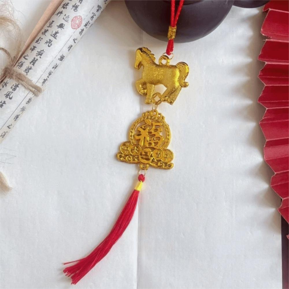 Year of Horse Chinese New Year Pendant Lucky Charm Zodiac Bonsai Hanging Decoration Wall Hanging Ornament Car Decor