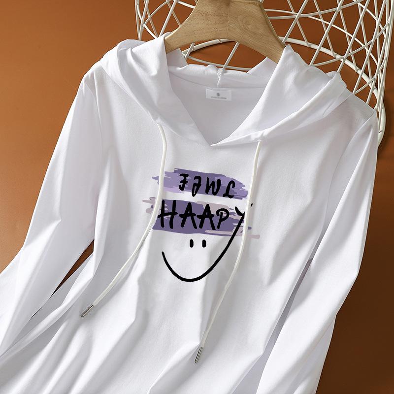 

Женский свитшот свободного кроя с капюшоном и длинными рукавами из чистого хлопка, в корейском стиле, весна/осень 2024 2XL [125-135 Jin]