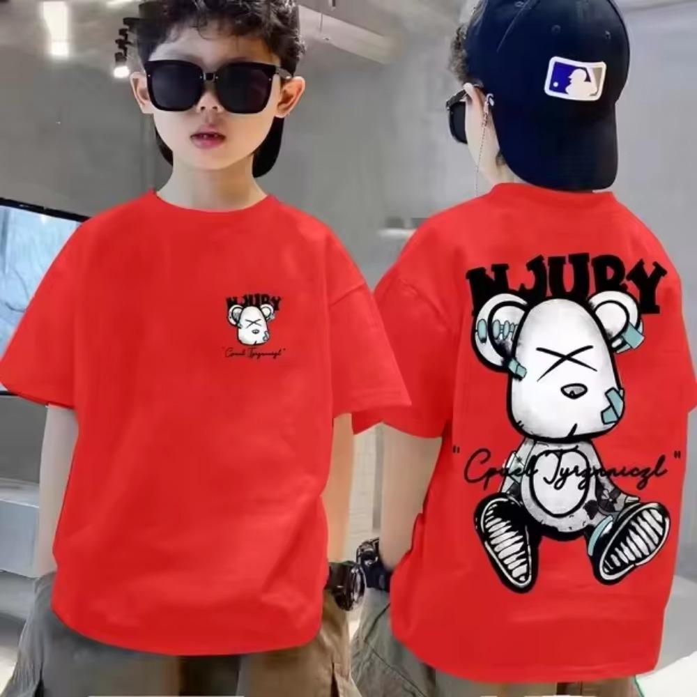 Summer street wear boy's T-shirt cool graffiti print girl's T-shirt short sleeved children's top high-quality children's clothing