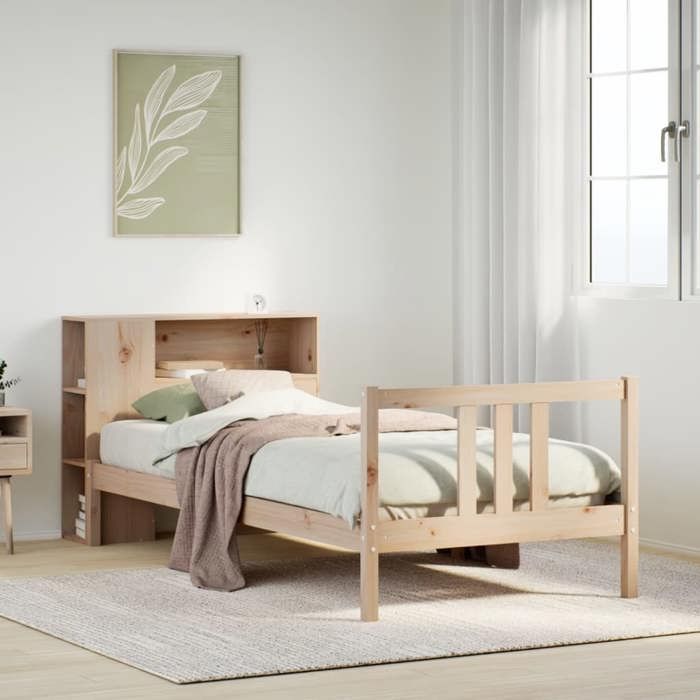 VidaXL Lit bibliothèque sans matelas 75x190 cm bois de pin massif 3322291