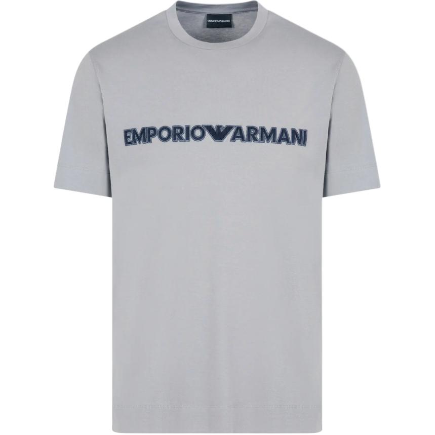 

Emporio Armani FW24 Letter Logo Embroidered Crew Neck Short Sleeve T-Shirt Men Tops Gray 6D1T98-1JOCZ-0678 M