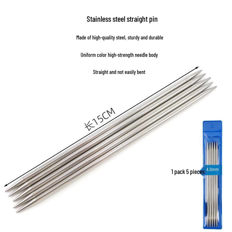 15cm Short Stainless Steel Knitting Needles Set - Straight Sweater Needles for Handmade DIY Dolls