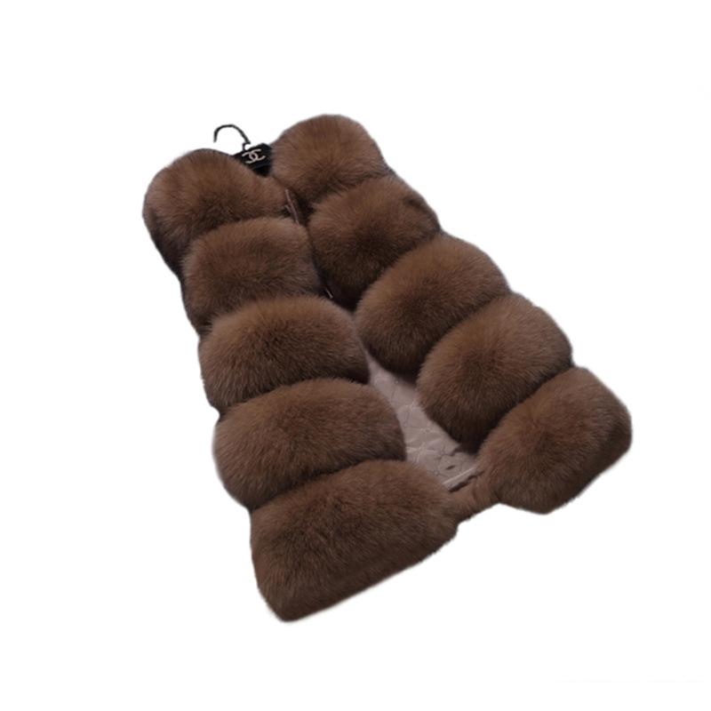 Autumn and winter new thickened warm imitation fox fur vest, women's medium and long casual fur jacket