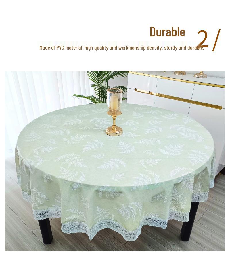 Waterproof & Oilproof Round Tablecloth: Anti-Scald, Wash-Free Dining & Coffee Table Cover, Luxurious New Pastoral Style.