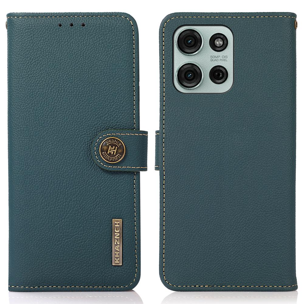 

KHAZNEH для Motorola Motorola Moto G75 5G чехол из натуральной коровьей кожи кошелек чехол для телефона Green