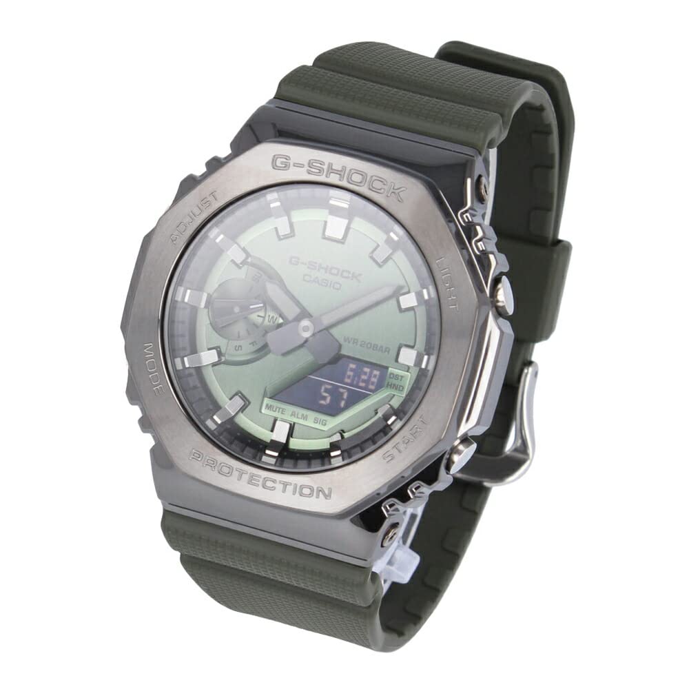 

CASIO SERIES Stainless Steel Watch in Green Gunmetal G-SHOCK GM-2100 Men s Analog-Digital Finish, GM-2100B-3A [Used]