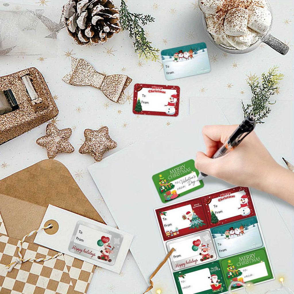 10 sheets Christmas Stickers, 60 stickers Christmas Labels with Names for Gifts - Self-Adhesive Holiday Tags Holiday Decorations