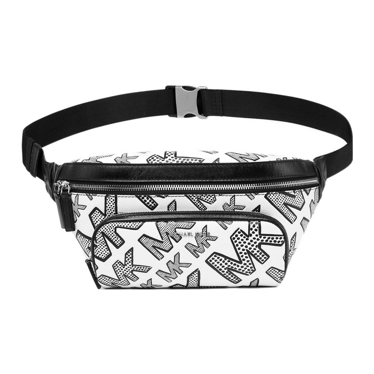 

Michael Kors Mk Hudson Letter Logo Graffiti Print Casual School Commuter Fabric Chest Bag Waist Bag Small Men Bags White Blue 33F1LHDY9E-147 Basic Set (Bag+Dust Bag)
