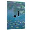 Water Lily & Starry Night Abstract Cat Art: Colorful Wall Hanging for Bedroom & Living Room