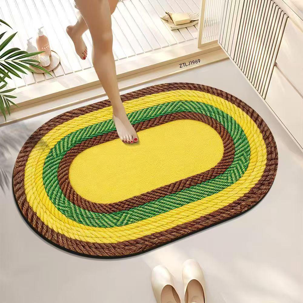 Minimalist Woven Diatomaceous Earth Bath Mat - Absorbent, Easy-Clean, Non-Slip for Bathroom or Entrance