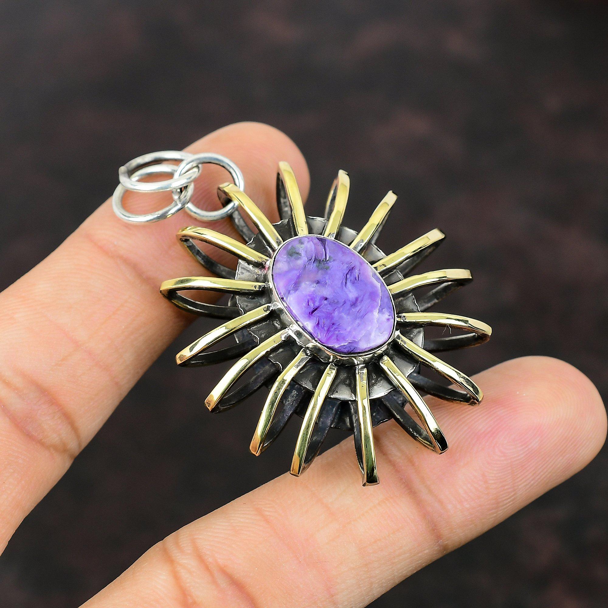 

Подвеска с чароитом Подвеска из драгоценного камня Подвеска в виде клетки Подвеска из стерлингового серебра 925 пробы Позолоченная подвеска 18 карат Уникальные ювелирные изделия ручной работы Подарки на годовщину