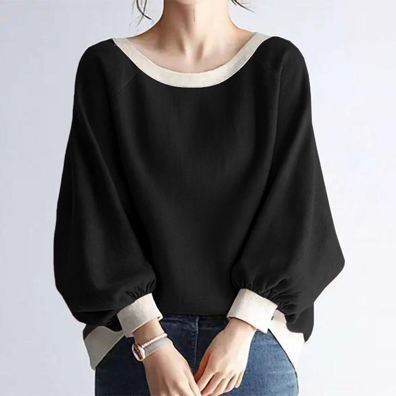 ZANZEA Dámská ležérní halenka s kulatým výstřihem a volným dlouhým rukávem