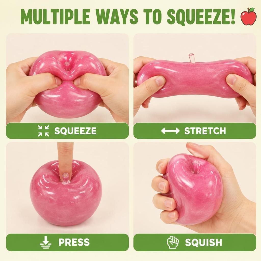 Palla Sensoriale Morbida Spremibile Slush Mela, Giocattolo Antistress, Gioco Spremibile Sensoriale Carino per Ansia, Premi per la Classe