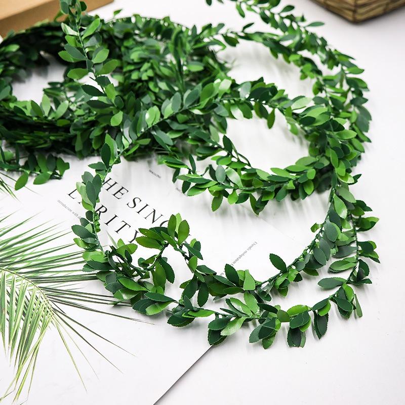 Neu Neue 7,5 M Künstliche Seide Kranz Green Leaf Eisen Draht Künstliche Blume Reben In Rattan für Die Auto Dekoration DIY Hochzeit Blume