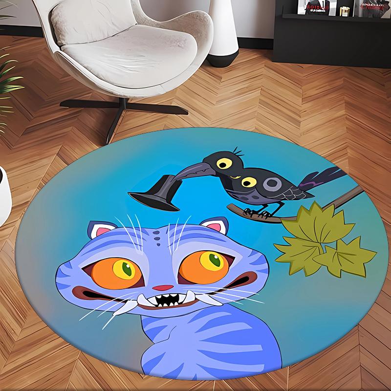 Derpy Tiger (14) Round Office Rug Decorative Floor Rug for Office Bedroom Living Room and Home Space