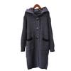 Thickened hooded splicing cotton clothes hat knitted cardigan autumn and winter new long knee loose sweater jacket women