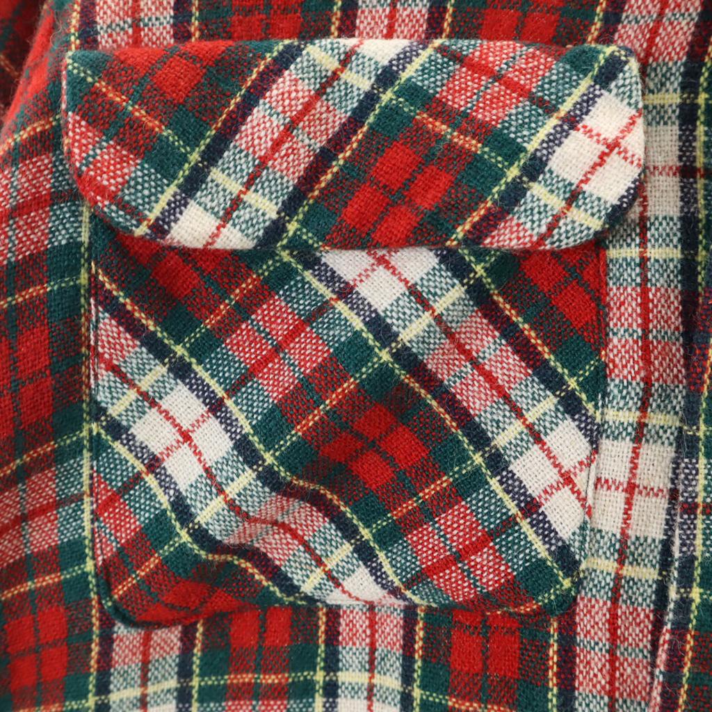 50s vintage Check Pattern Long sleeve Wool shirt S Red Men's Used