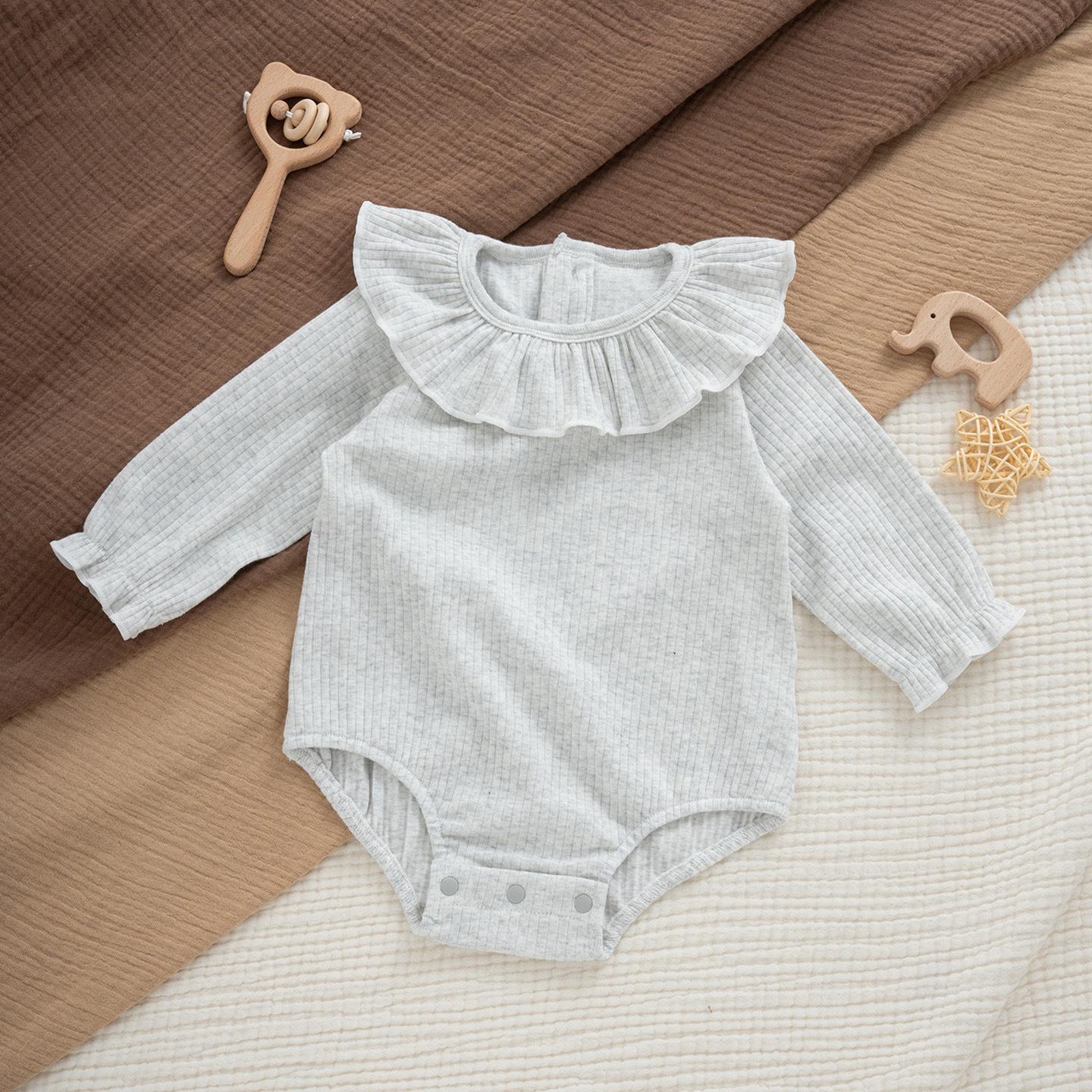 

Textured Gray Lace Snap-Crotch Newborn Dress: Long Sleeve, Unisex A-Line for All Seasons 59 cm