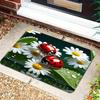 Daisy Ladybug Print Area Rug, Soft Non-Slip Machine Washable Floor Mat for Laundry Room Kitchen Home Decor Spring Decor