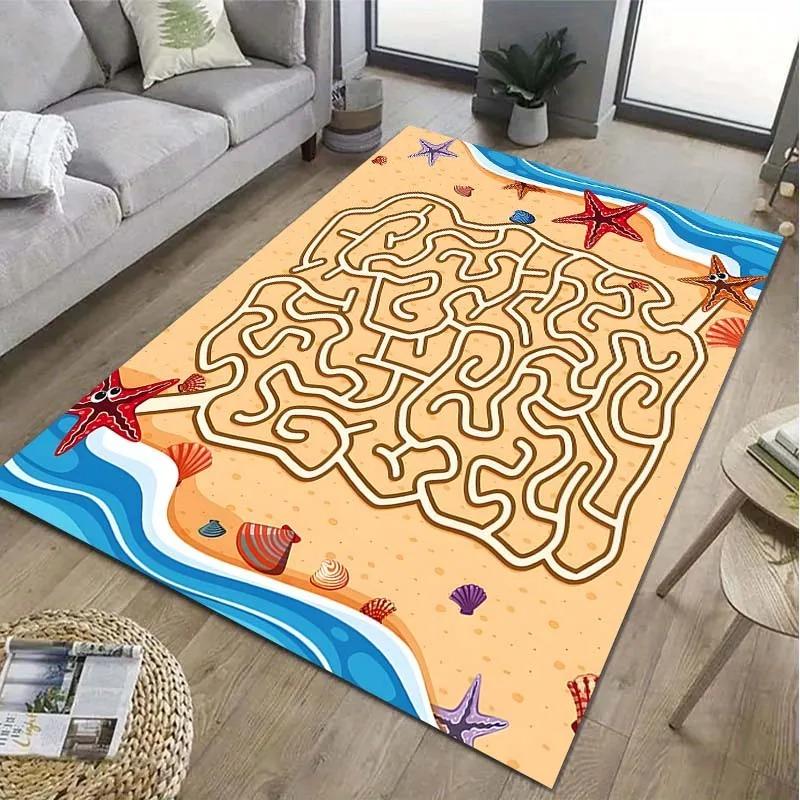 Barevný bludiště koberec herní vzor koberec "START to END" podložka vzdělávací labyrintová podložka do obývacího pokoje domácí dekorace dětský podlahový koberec